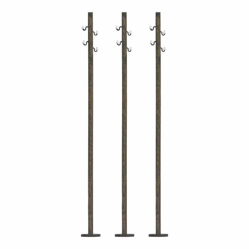 3 Mâts en bois pour lignes électriques - Busch 1754 - HO 1/87 Offre Exclusive